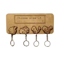 wooden craft key ring set cartoon wall hanging keychain character pendants for home decor