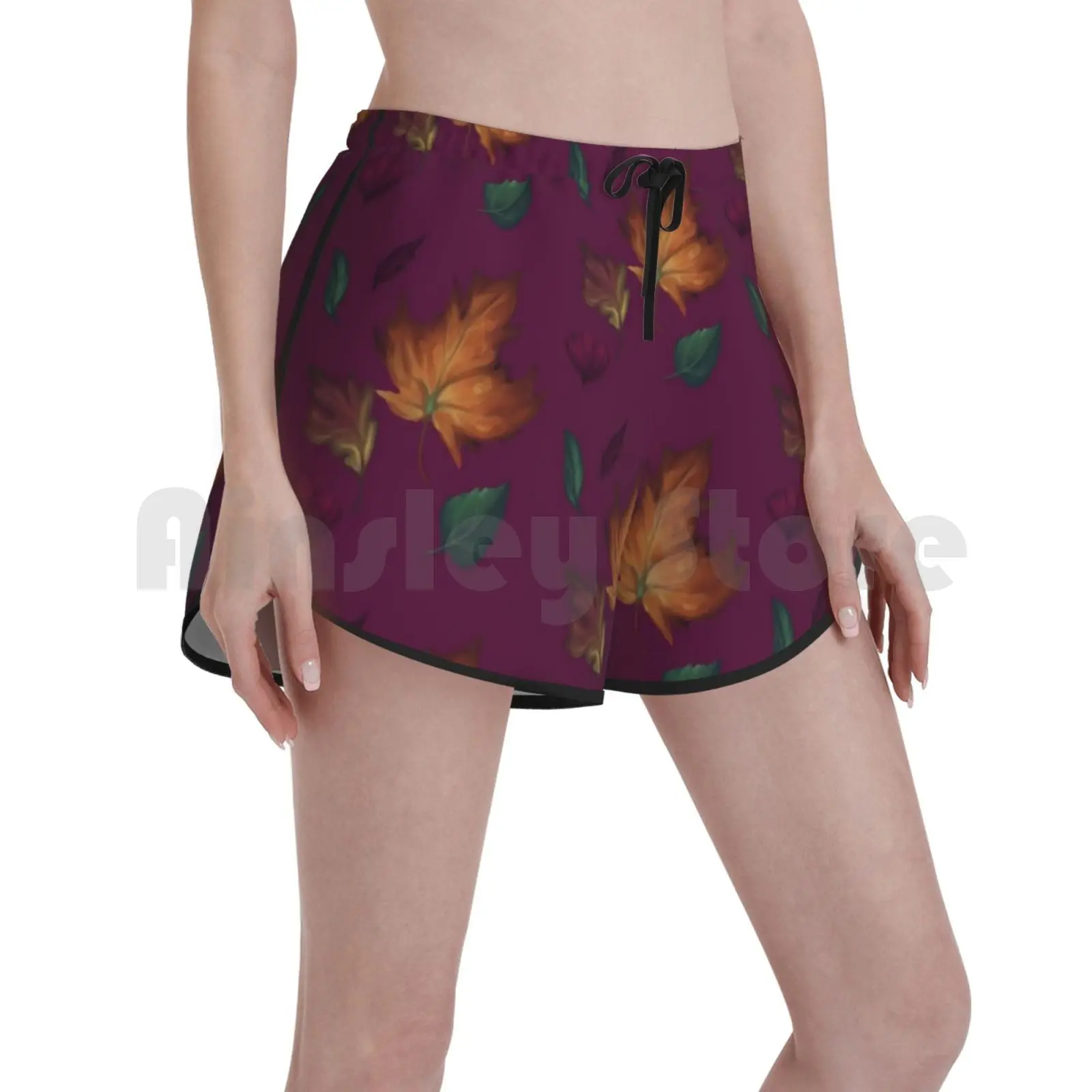 

Влюбиться в Плавание шорты Для женщин Пляжные шорты осень октября Листья Хэллоуин листьев природы естественные яркие природные цвета