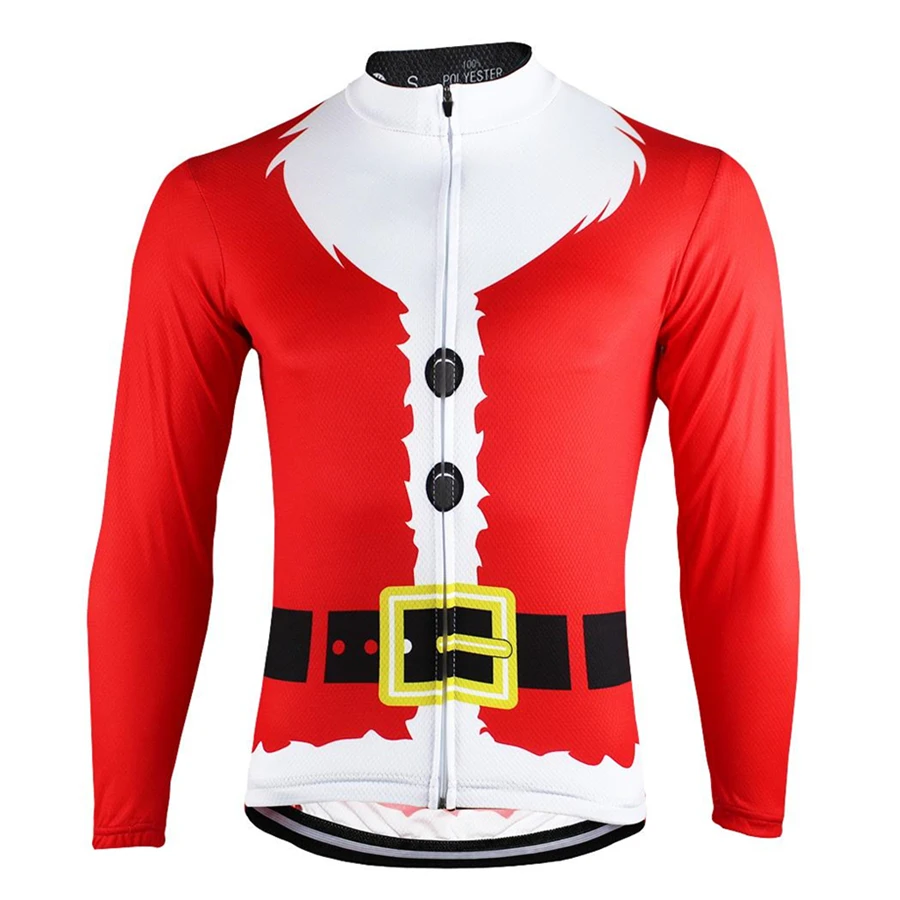 Рождественская велосипедная Джерси на заказ Мужская зимняя флисовая для езды