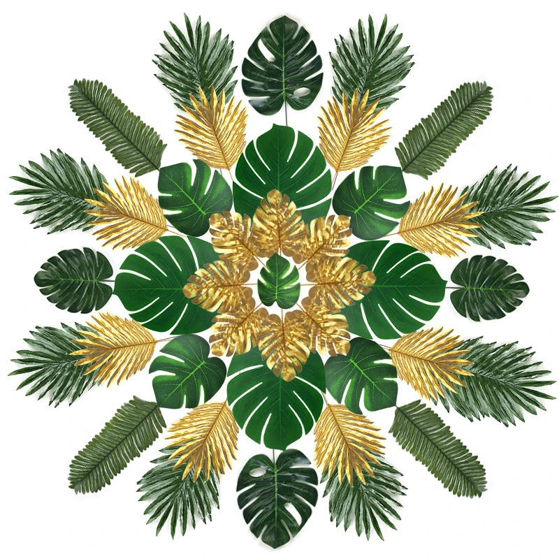 

72 шт. искусственные Пальмовые Листья, тропические искусственные стебли для летней вечеринки, гавайская люу тематическое украшение для вече...
