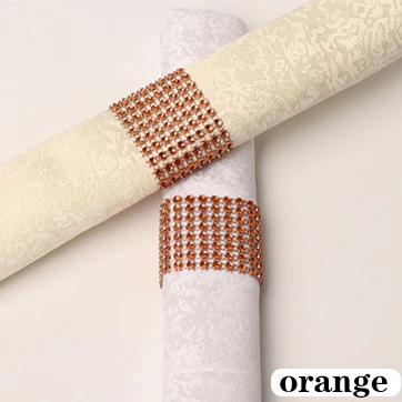 orange 6 шт., кольца для салфеток, стулья, пряжки, вечерние свадебные украшения, блестящие украшения, банты со стразами, держатель для салфеток ручной работы - Цвет: orange