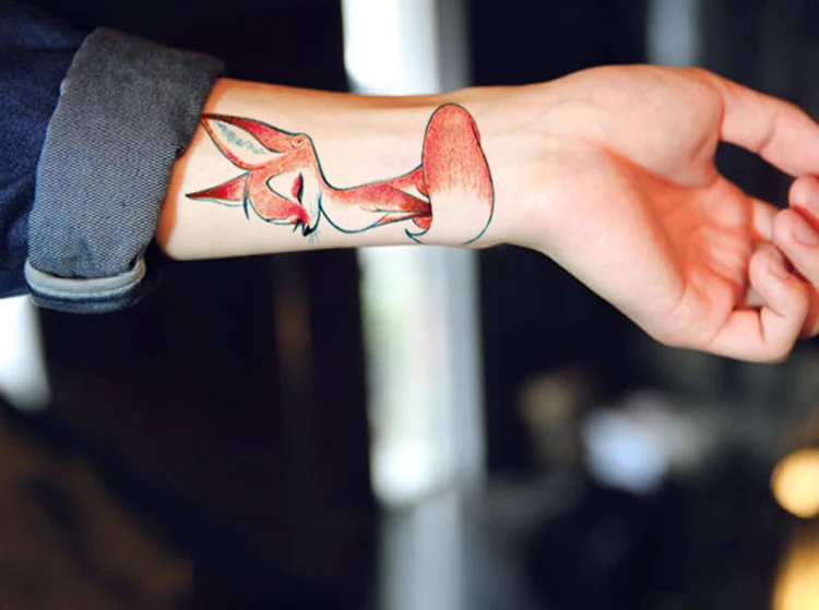 Водостойкая временная татуировка наклейка красная пикантная Милая лиса рыба