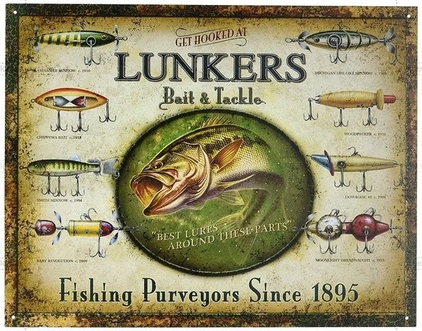 

2020 Lunker's Lures Bait and Tale Tin Sign 20 x 30in