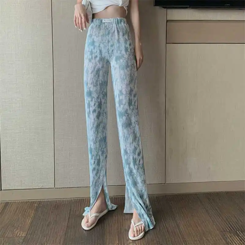 Новые Брюки с широкими штанинами женские летние брюки завышенной талией