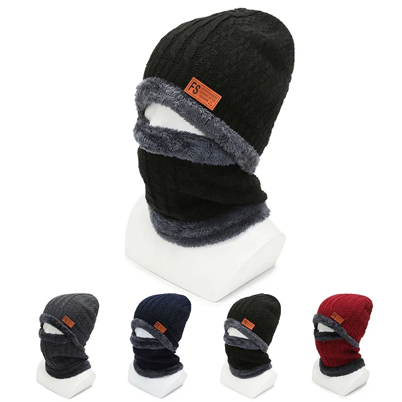 

Knitted Winter Beanies for Men Hats Plus Velvet Thick Earmuffs Woolen Balaclava Women's Hat Outdoor Warmth Windproof Hoods Cap