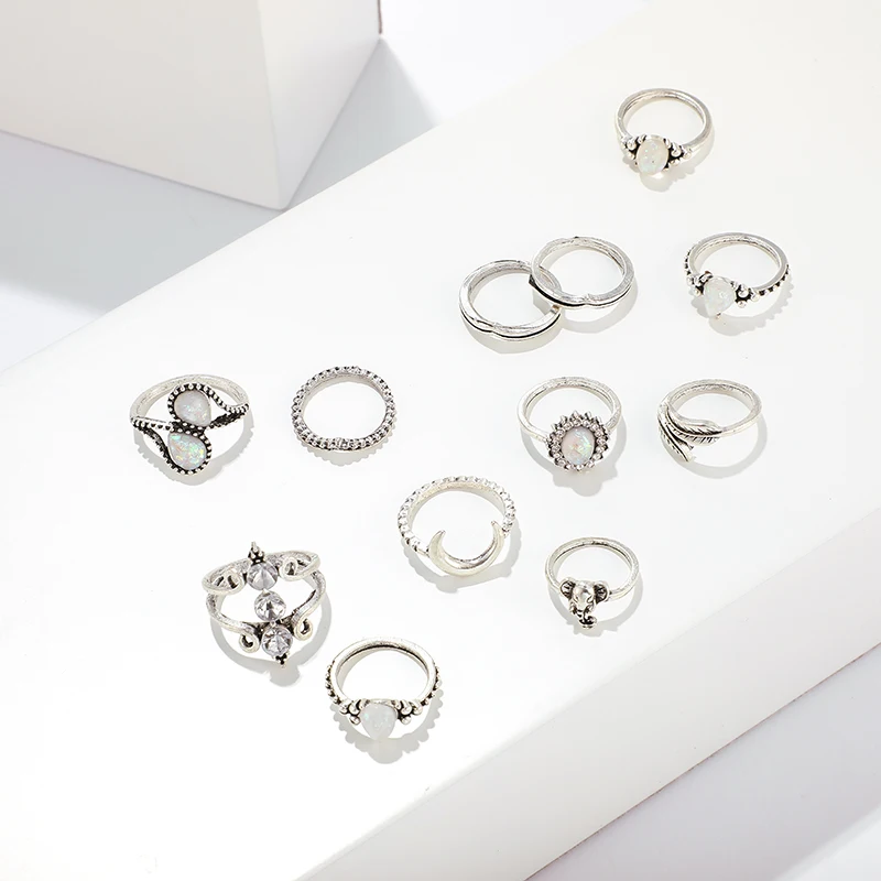 Docona 10 видов винтажных геометрических колец в форме сердца для женщин цветной