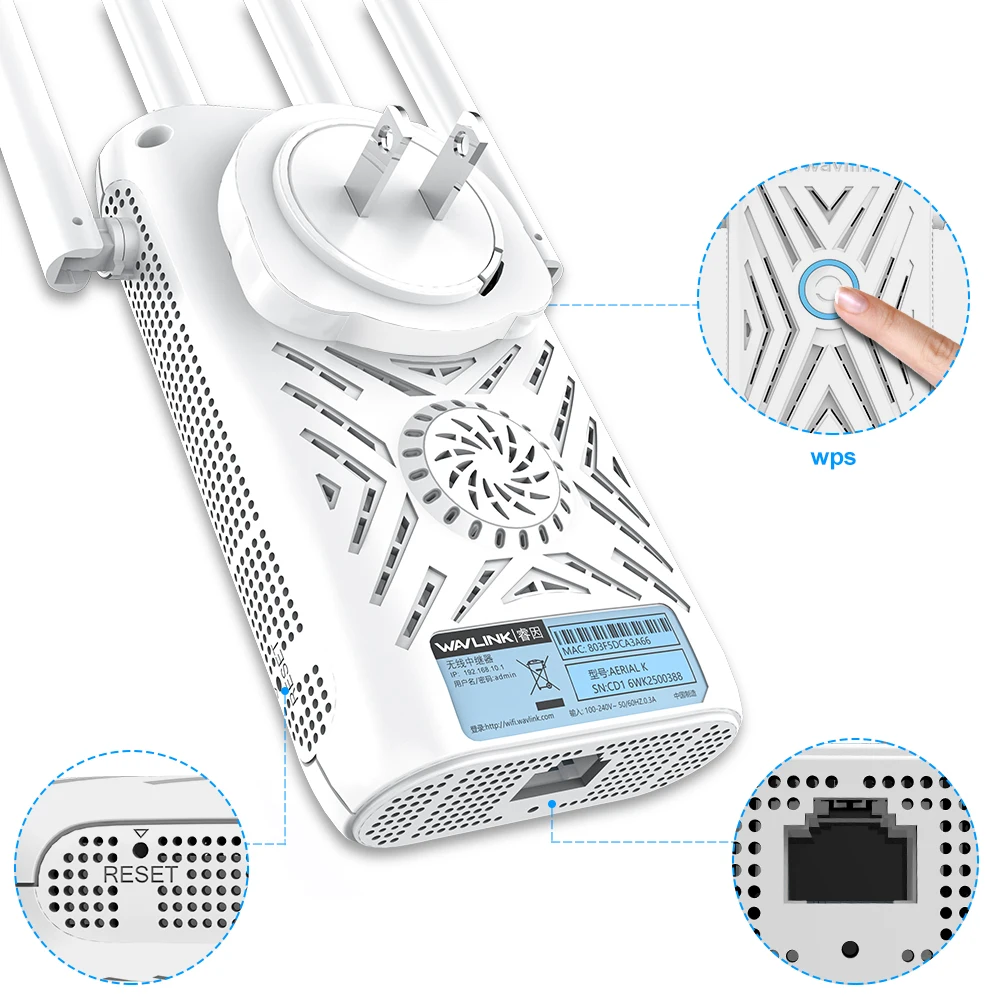 Wavlink AC 1200 двухдиапазонный Wi-Fi ретранслятор 2 4G \ 5G WiFi удлинитель 4 × 5 дБи антенны