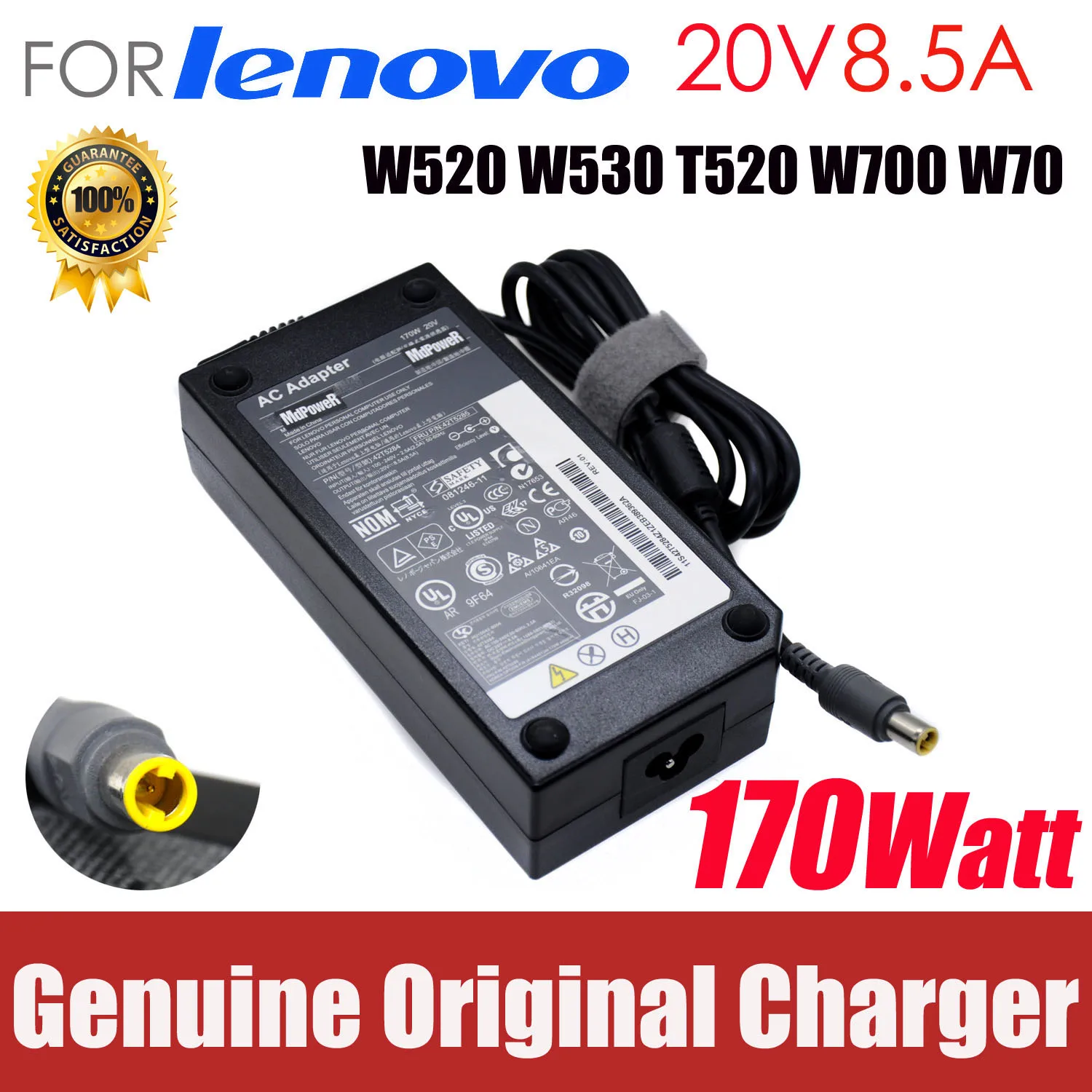 Для Lenovo Thinkpad 20V 8.5A W520 W530 170W 42T5284 блок питания для ноутбука адаптер переменного тока