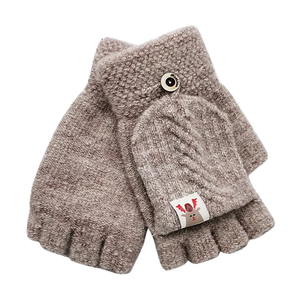 New Design Fashion Unisex Children Kids Winter Warm Knitted Convertible Flip Top Fingerless Mittens Gloves Christmas gift | Детская