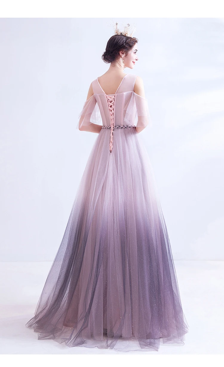 SSYFashion новинка мечта градиентное розовое фиолетовое вечернее платье без рукавов