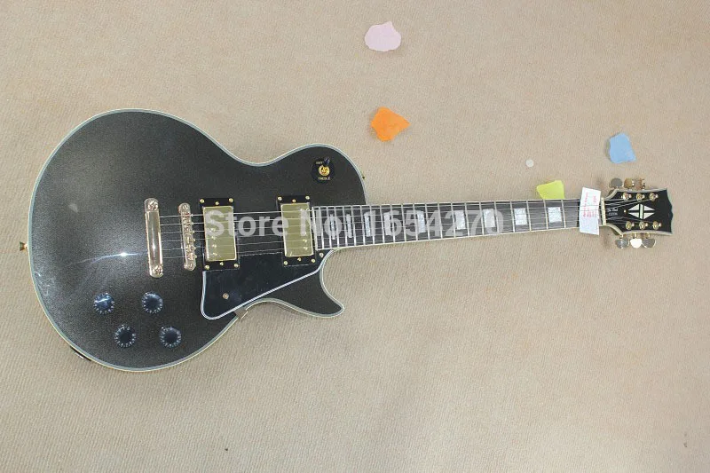

Бесплатная доставка, Высококачественная ЭЛЕКТРИЧЕСКАЯ ГИТАРА LP custom, черная красивая гитара, эбеновый гриф гитары 150708