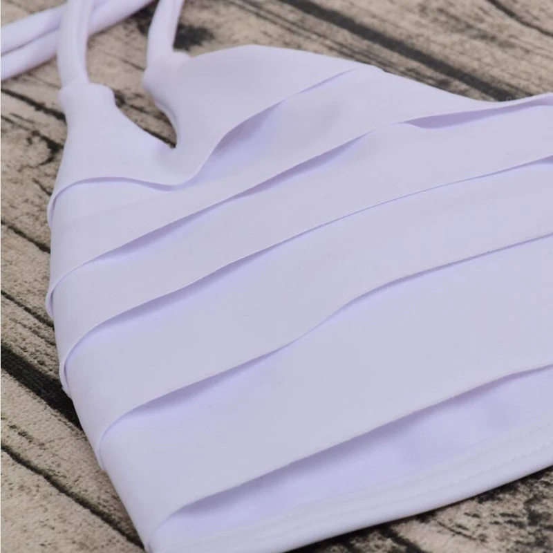 

Bikini 2019 New Arrival Sexy Stack-up White Swimwear Women Halter String Low Waist Swimsuit Female Brazilian Biquini