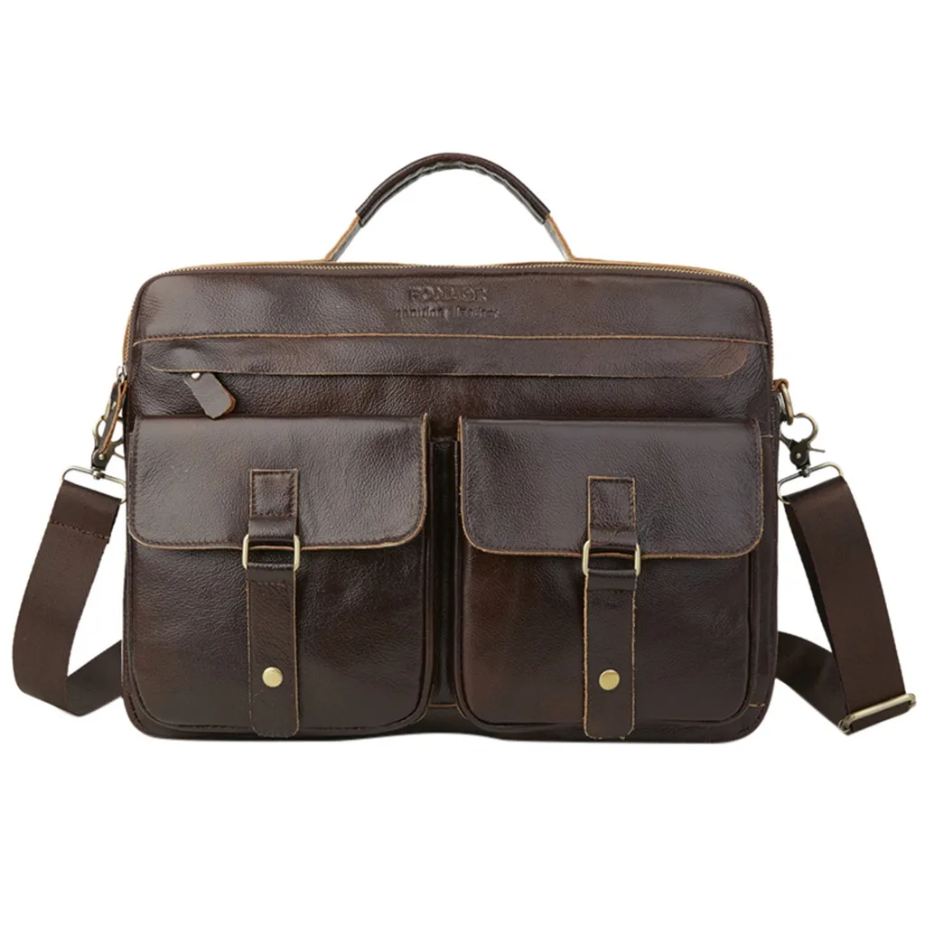 Мужские сумки-мессенджеры 2019 винтажная многослойная кожаная сумка на молнии