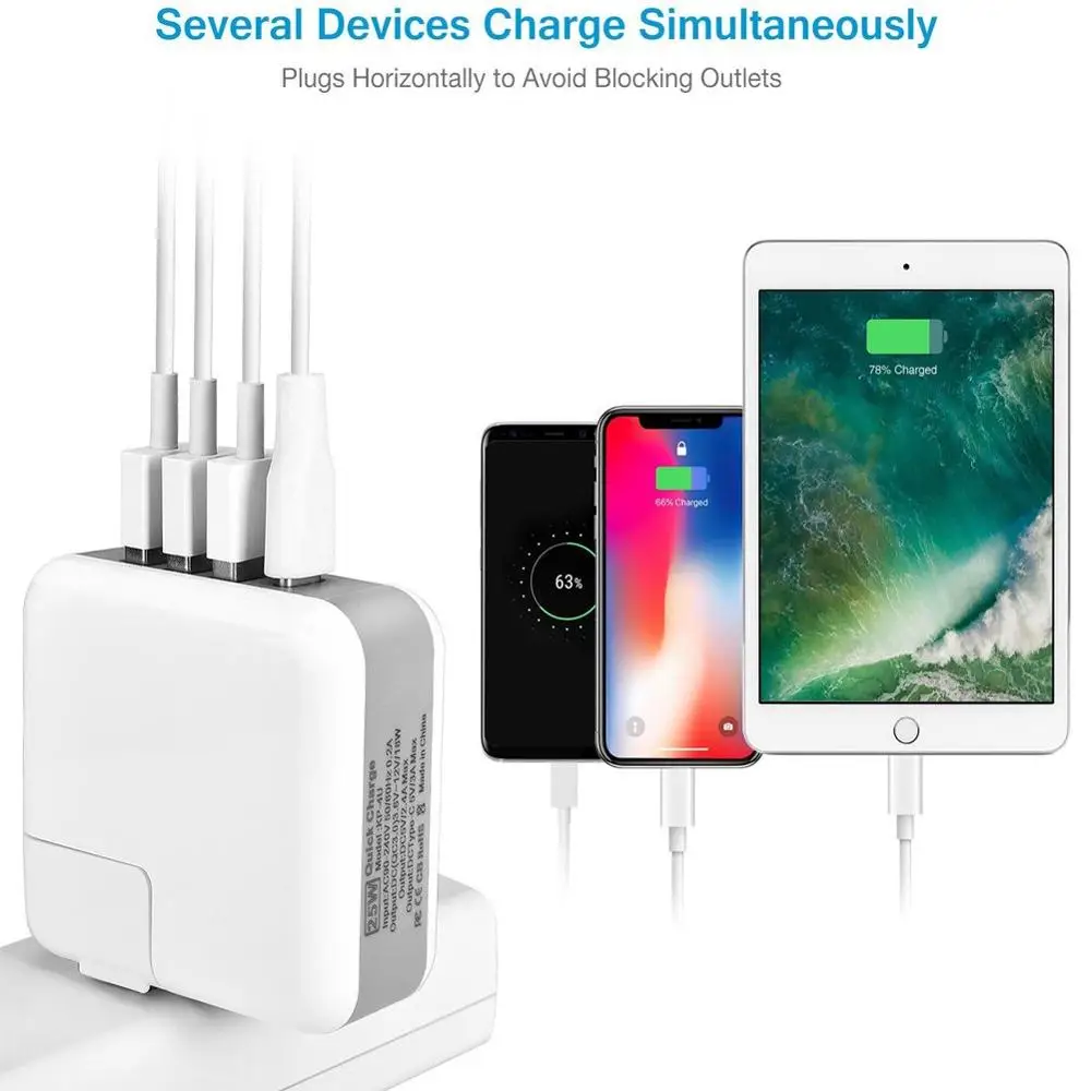 Зарядное устройство Fanshu с 4 USB портами и поддержкой быстрой зарядки 3 0|Зарядные