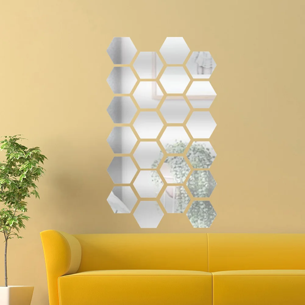 12 шт. 3D шестигранные акриловые зеркальные настенные стикеры s DIY искусство