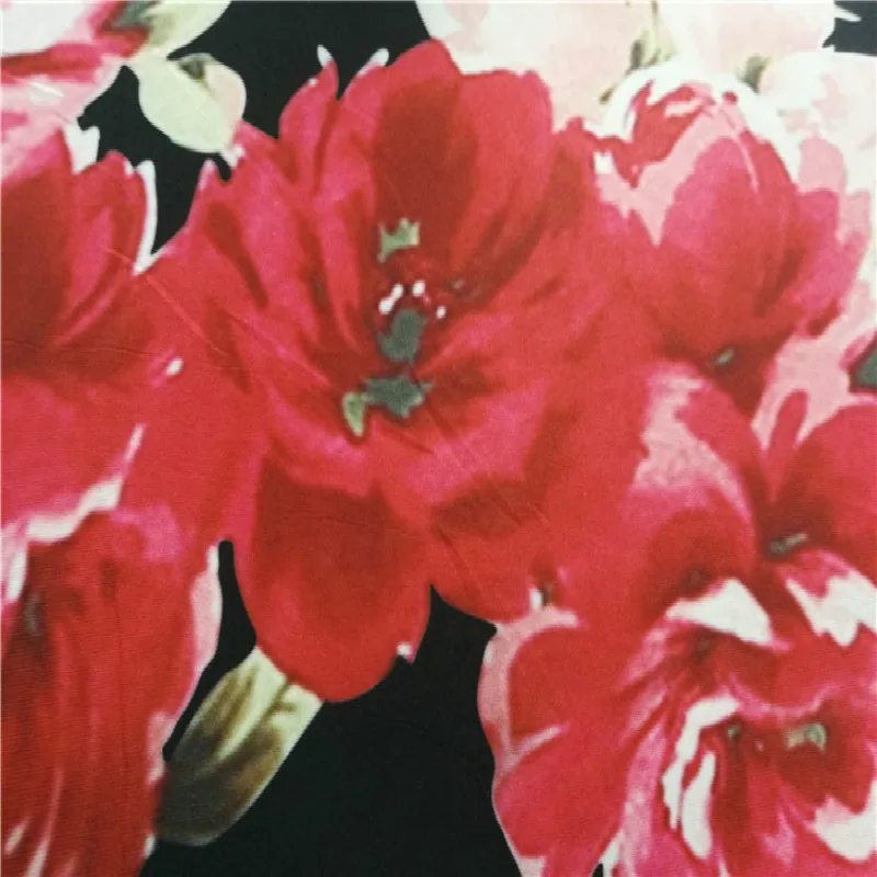 2020 эластичная шелковая ткань с большими цветами черная нижняя принтом розы для