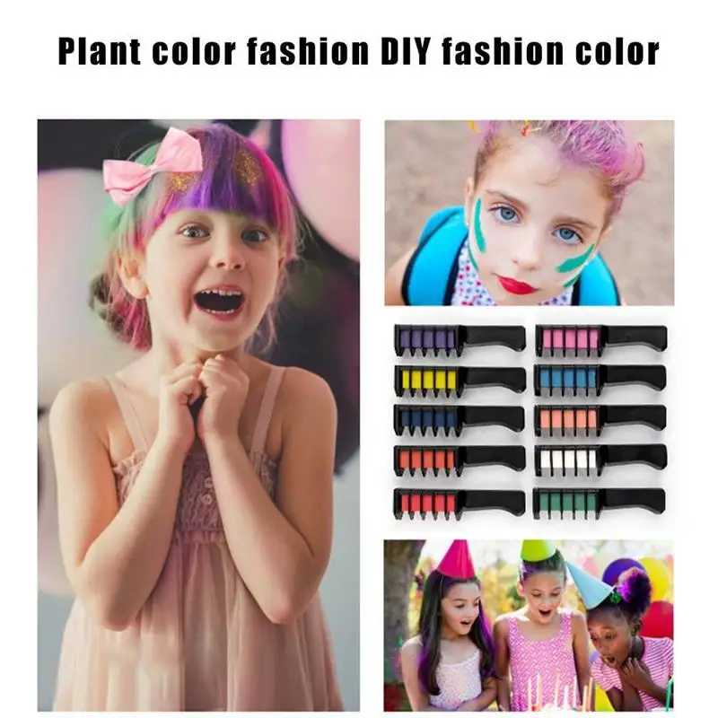 

Hair Dye Combs 10 Colors Temporary Bright Hair Colour Dye DIY Hairstyle For Carnival Party Cosplay Hair Brush Escova De Cabelo