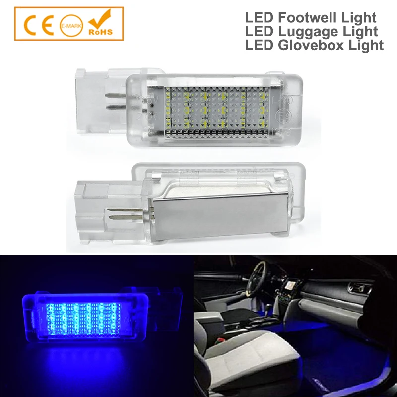 

2x For skoda superb VW Caddy Eos Golf Plus Jetta LED Footwell Boot under door courtesy Luggage compartment Glove box light Lamp