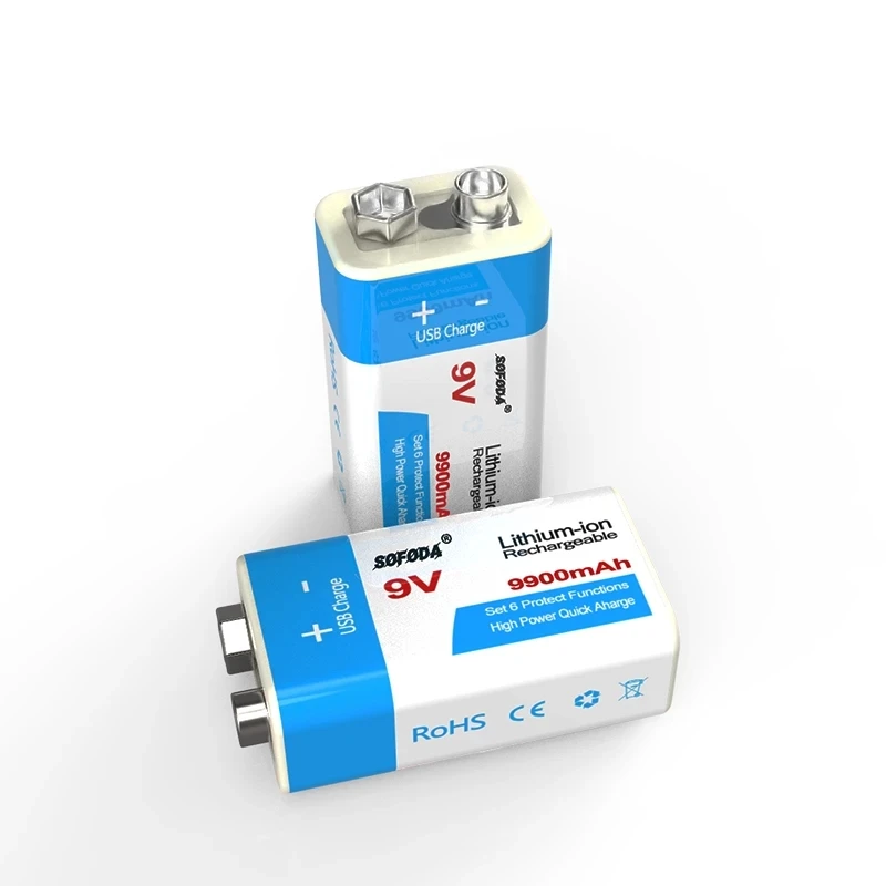 Литий-ионная аккумуляторная батарея 2021 9 В 9900 мАч батареи Micro USB литиевая для