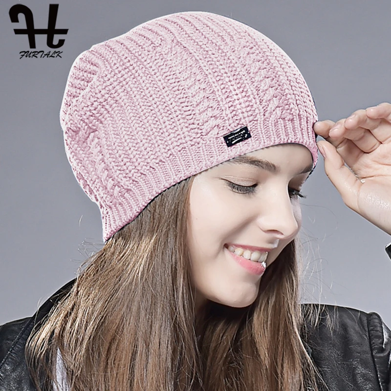 FURTALK шапка бини для зимы женщин и мужчин вязанная теплая женская осени|women hat|hats