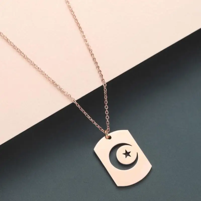 

Crescent Star Profile Men's and Women's Stainless Steel Night Sky Item Jewelry Pendant Necklace