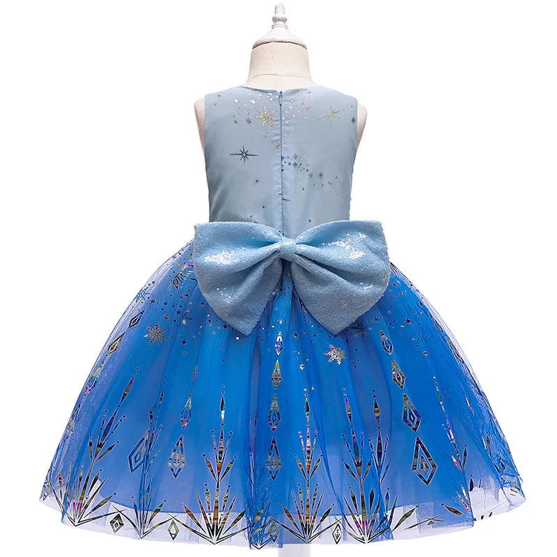 

2021 New Summer Baby Girls Tutu Dress Princess Costume Children Party Kids Clothes Sleeveless Blue Patchwork Outfits Dress