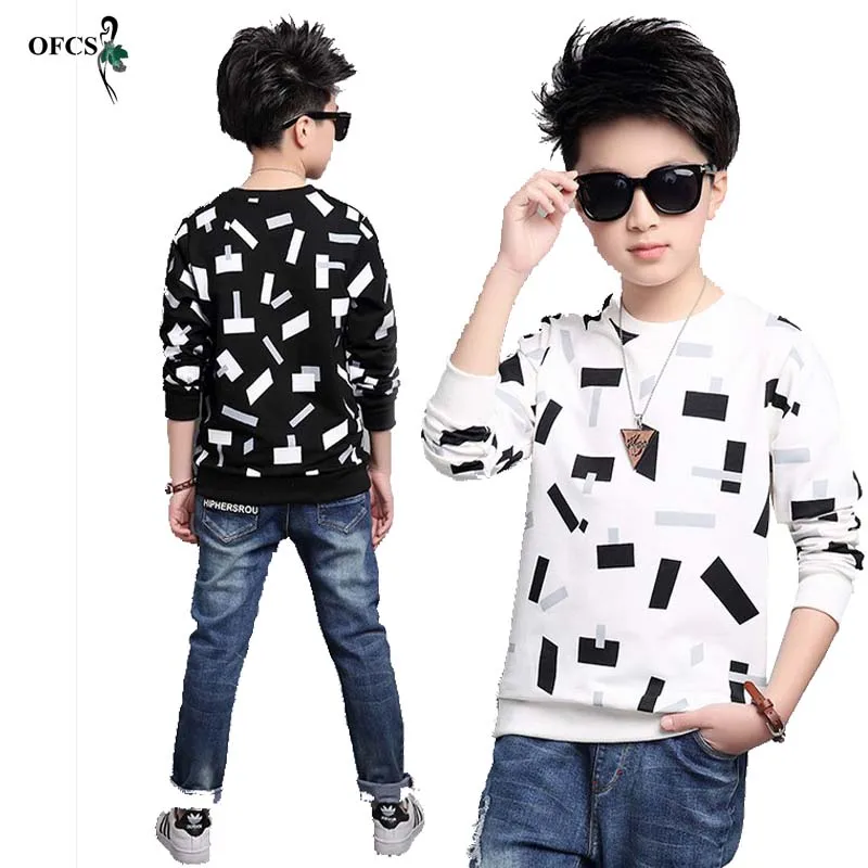 

Retail New Boys Long Sleeve Spring T-shirt Children's clothing Virgin Shirt Boxes Printing Good Quality Kids Knit Pullover 5-16T