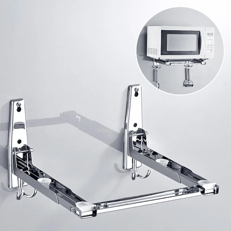 

Universal Stainless Steel Microwave Mount Bracket Support Frame Steel Foldable Stretch Shelf Rack Microwave Oven