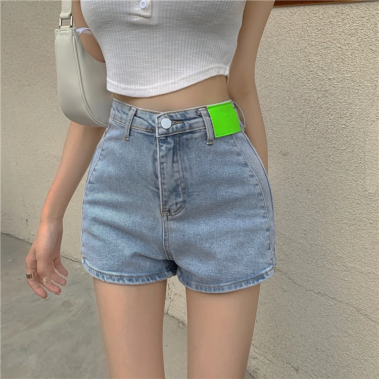 

ZHISILAO Summer 2021 High Waist Mini Denim Shorts Women Sexy Blue Wide Leg Hot Jean Shorts Streetwear Harajuku Casual Shorts