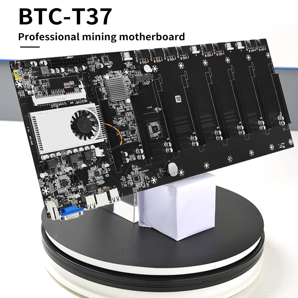 

BTC-37 Miner Motherboard CPU Set 8 Video Card Slot DDR3 Memory Integrated VGA Interface Low Power Consumption