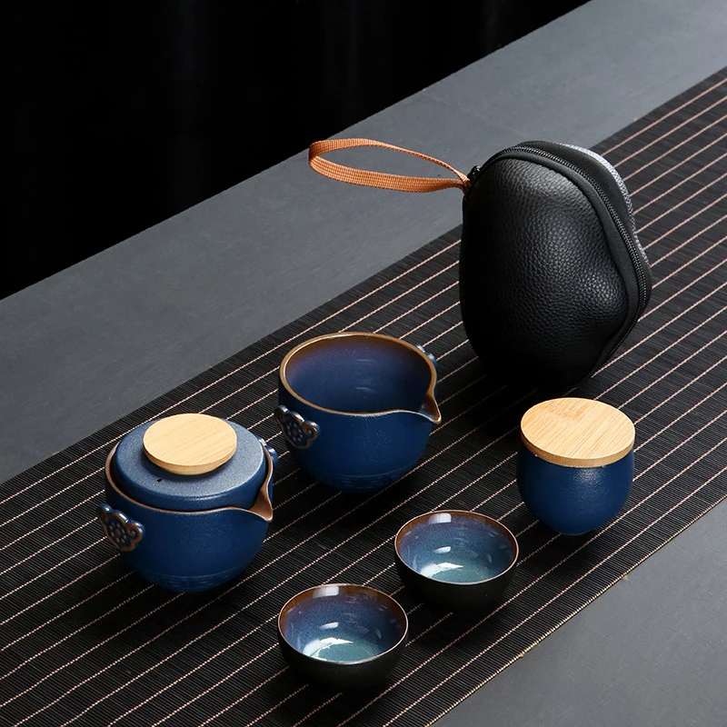 По индивидуальному заказу китайский чайный набор кунг-фу Керамика Портативный чайник Набор Путешествия Чайный сервиз Gaiwan чайные чашки чайной церемонии чашка тонкой ручной горшок
