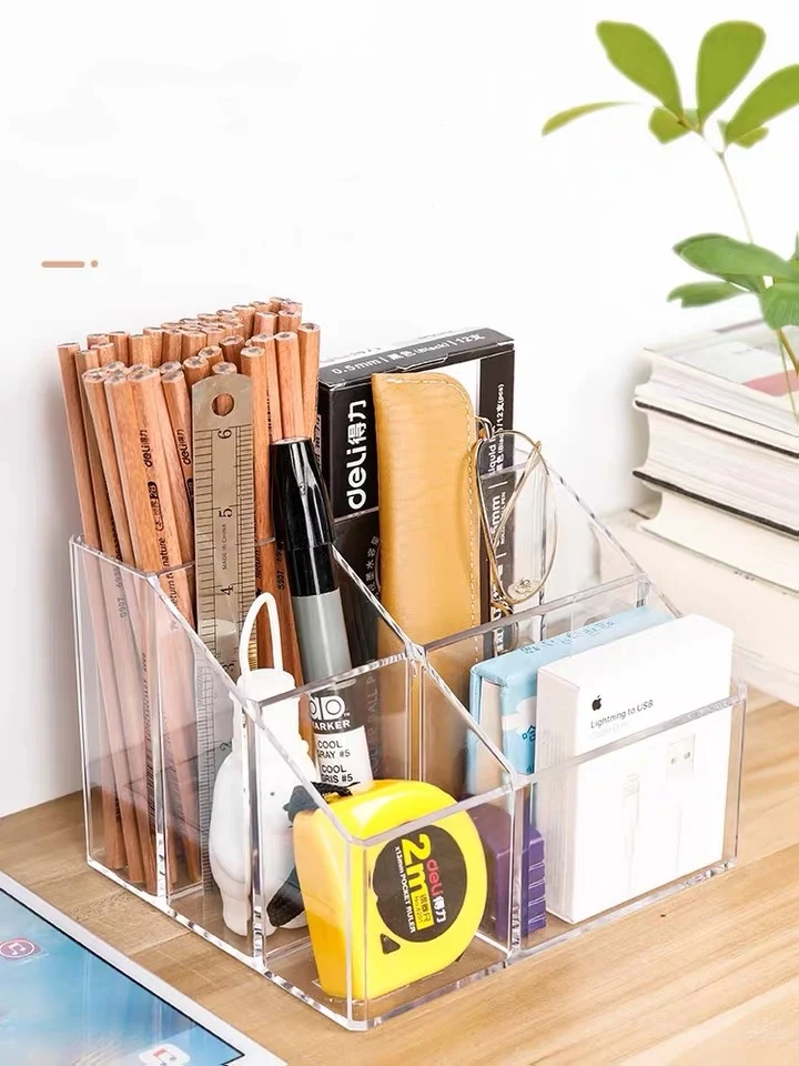 

New Pen Holder Desktop Pencil Sundries Stationery Badge Storage Box Magazine Holder Cosmetic Organizer Office School Supplies