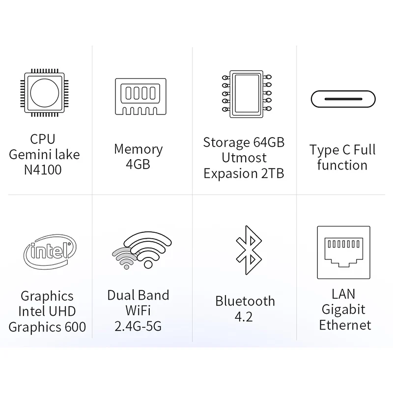Мини ПК Jumper Ezbox N4 Intel Gemini Lake N4100 4 Гб ОЗУ 64 ПЗУ 2 ГГц/5 ГГц Wi Fi Windows 10 мини с поддержкой