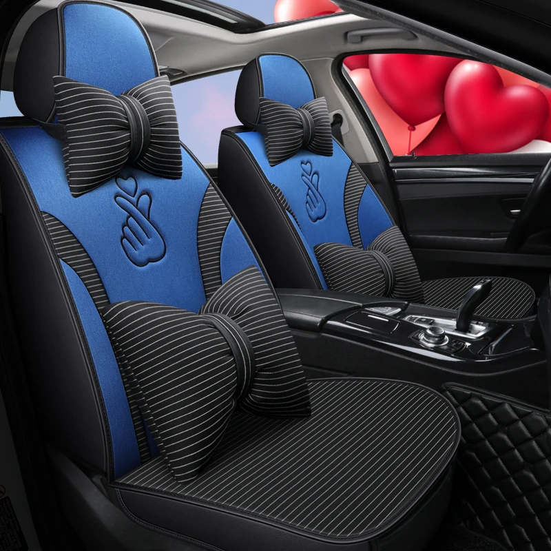 Full Coverage PU Leather car seat cover flax fiber auto seats covers for Mercedes benz aclass cla c slc slk cls e cl class | Автомобили и