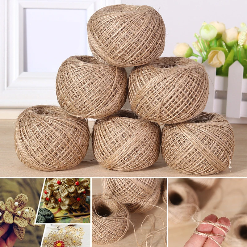 

100m Long Jute Rope Natural Linen Twine Rustic String Cord Rope DIY Scrapbooking Craft Decor String Wrapping Cords Thread Hot ！
