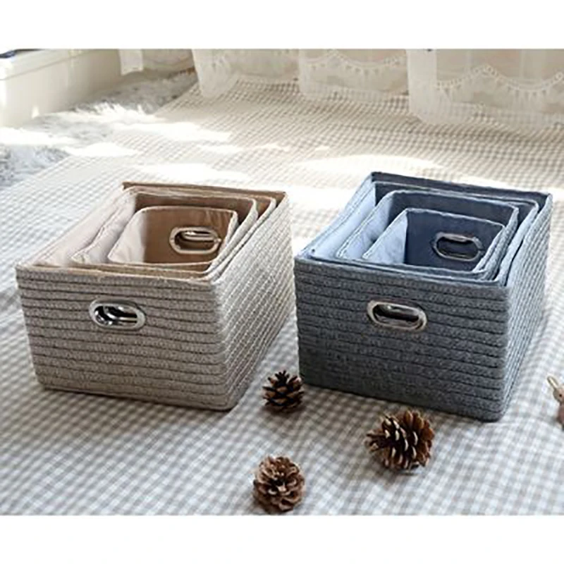 

4-Piece Set Of PP Braided Finishing Storage Box Creative Desktop Sundries Hand-Woven Storage Basket