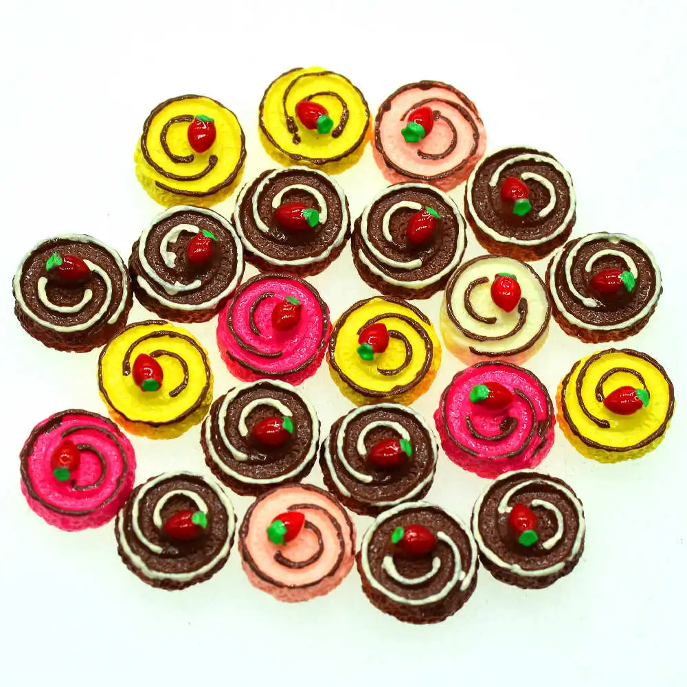 

10 шт., круглые кабошоны с плоской спинкой из смолы в виде клубники для украшения дома