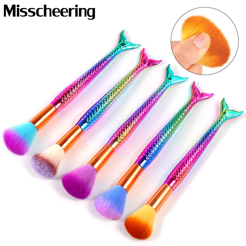 

1Pcs Mermaid Handle Nail Soft Dust Cleaner Cleaning Brush Acrylic UV Gel Powder Removal Manicure Brushes Makeup Tools