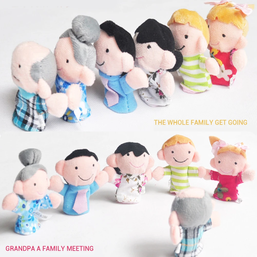6Pcs/Lot Lovely Plush Finger Puppets Family Cloth Doll Baby Educational Hand Cartoon Toys | Игрушки и хобби
