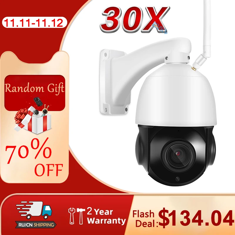 

5 МП 30X оптический зум WiFi PTZ камера наружная Ai Автоматическая слежение CCTV камера безопасности Беспроводная аудио 100 м ИК ночного видения IP кам...