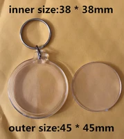 100pcslots round blank acrylic keychains insert photo plastic keyrings diy split ring keychains accessories