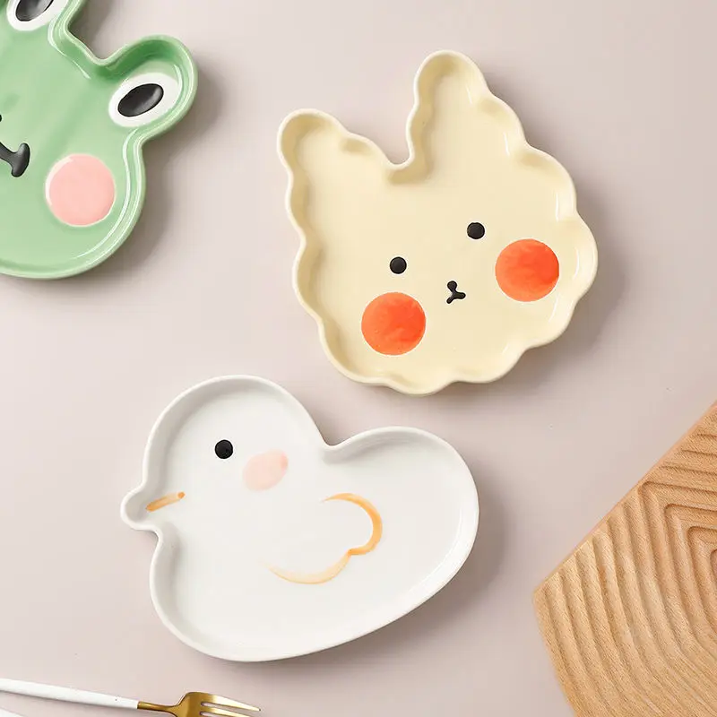 

8Inch Ceramic Cartoon Plate Animal Dinner Plates Tableware Kitchen Korean Dish Sets Nordic Dumpling Plates Dinnerware Household