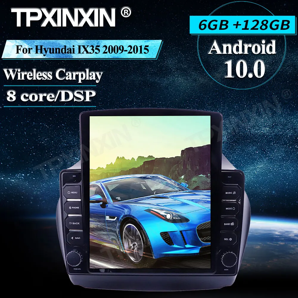 저렴한 128G 테슬라 스타일 현대 IX35 2009 + 차량용 멀티미디어 플레이어 안드로이드 무선 카플레이 스테레오 수신기 라디오, 자동차 GPS 네비게이션
