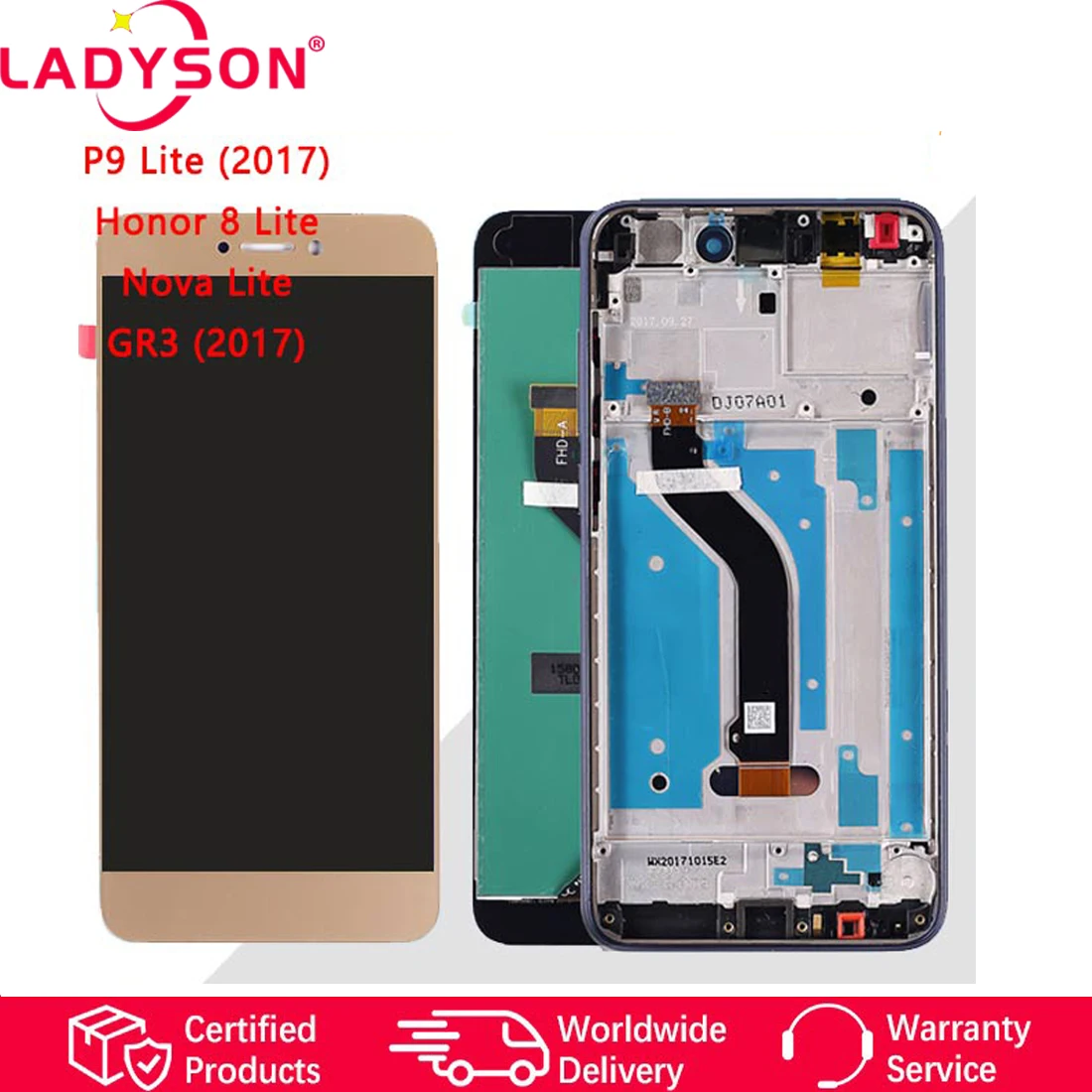 Оригинальный ЖК-экран в сборе с передним корпусом и сенсорным стеклом для HUAWEI P8