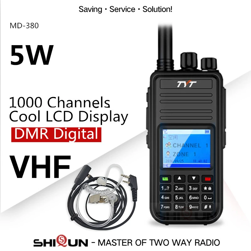 MD-380 DMR радио Совместимо с Motorola Tier1/2 двухдиапазонный UHF VHF 5 Вт TYT DMR цифровая рация md380 Baofeng DMR DM-8HX - Цвет: VHF-Acoustic Headset