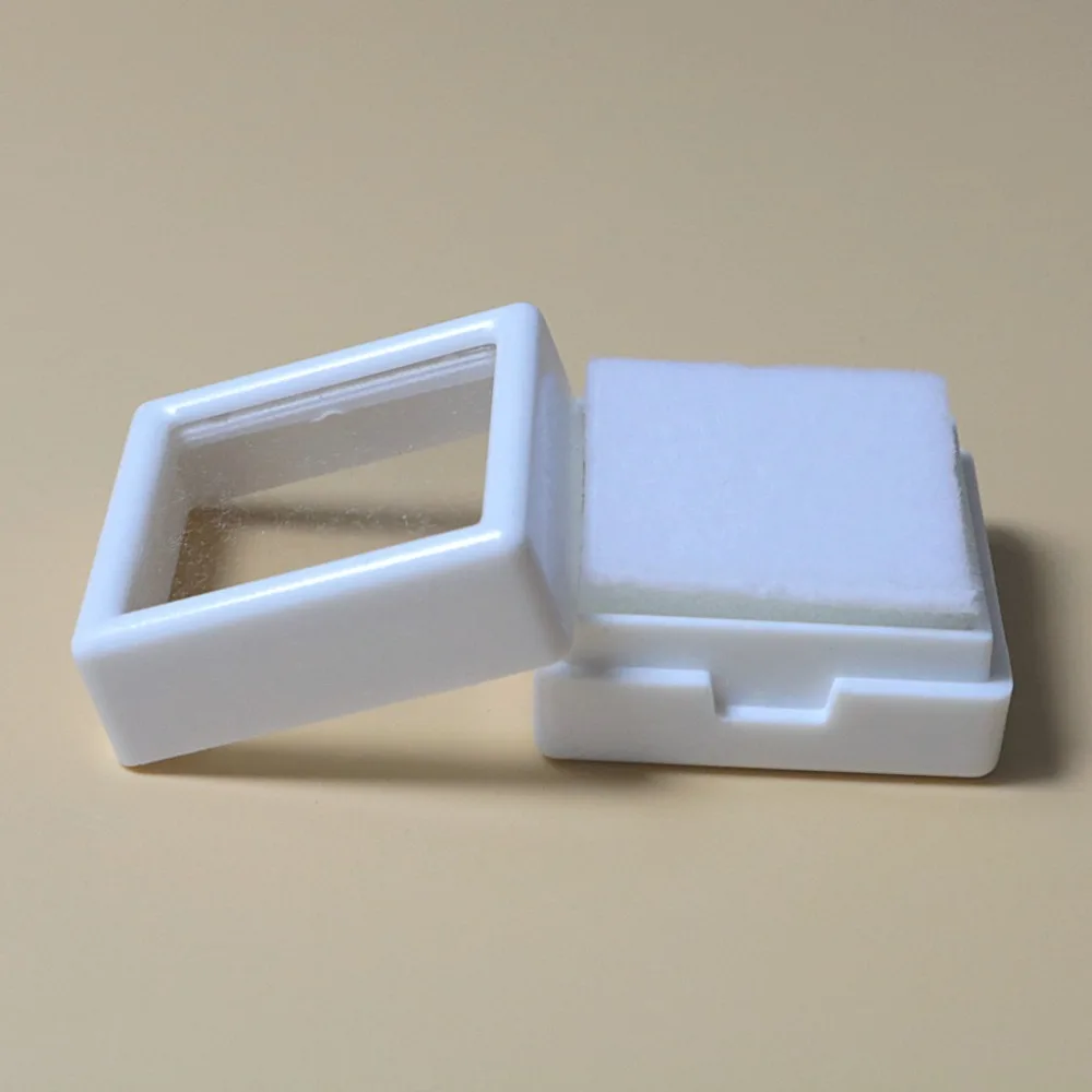 

2400PCS White Black Cushion Square Box Gemstone Storage Acrylic Display Jewelry 30*30mm Bare Diamond Gift Soft Sponge Loose Case