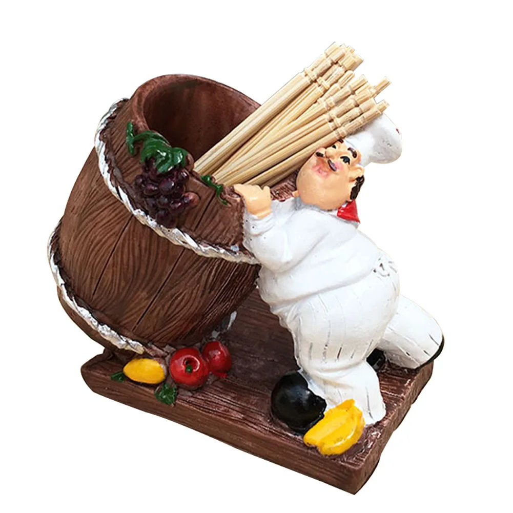 Toothpick Holder No Lid Nordic Style Resin Home Decor Dispenser Fat Chef Shape Storage Box Cartoon Kitchen Restaurant Container |