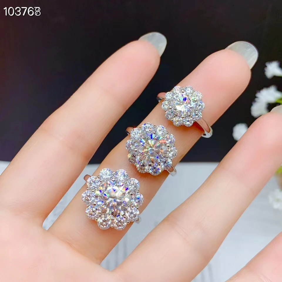 

crackling moissanite gemstone ring for women jewelry engagement ring for wedding 925 sterling silver ring birthday New Year gift