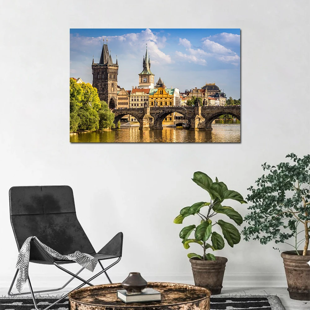 Прага Чарльз Мост Чехия городской пейзаж плакат холст ткань печать живопись для