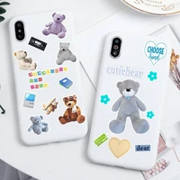 ins cute cartoon graffiti bear korean candy white phone case for iphone 12 11 pro max mini xs 8 7 6 6s plus x se 2020 xr